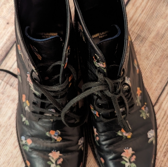 Saint Laurent Lolita 20 Prairie Floral ankle lace up boots size 38.5 - Picture 4 of 6